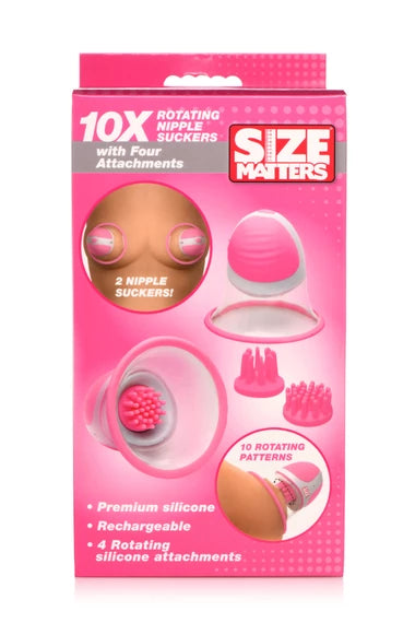 Size Matters 10X Rotating Silicone Nipple Suckers with 4 Attachments