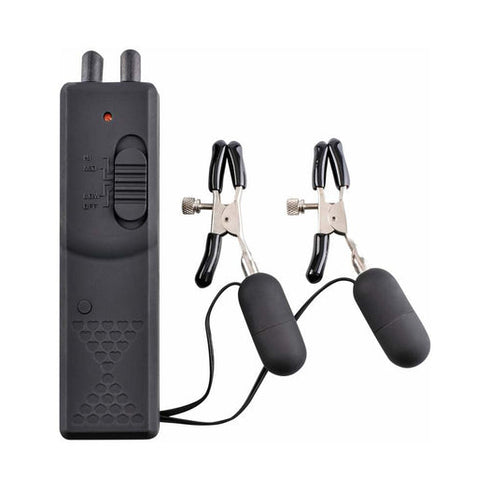 Fetish Fantasy Series Adjustable Vibrating Nipple Clamps Black