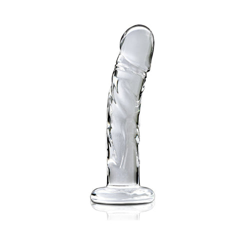 Icicles No. 62 Curved Realistic 6.5 in. Glass Dildo Clear