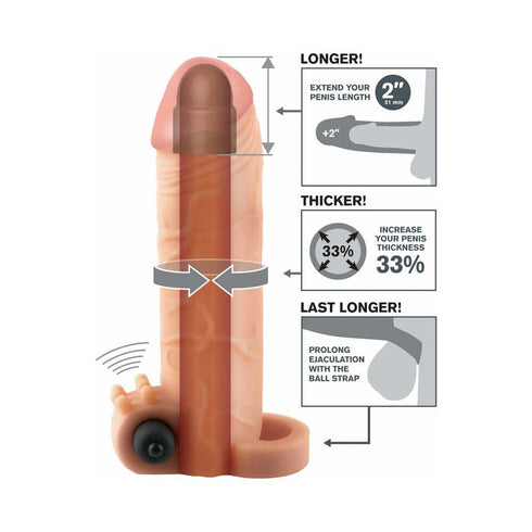 Fantasy X-tensions Vibrating Real Feel 2 in. Extension With Ball Strap