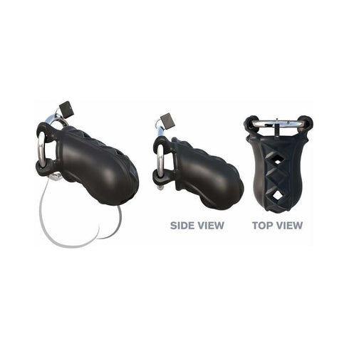 Fantasy C-Ringz Extreme Silicone Cock Blocker Locking Chastity Cage Black
