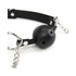 Lux Fetish Breathable Ball Gag with Adjustable Pressure Nipple Clamps
