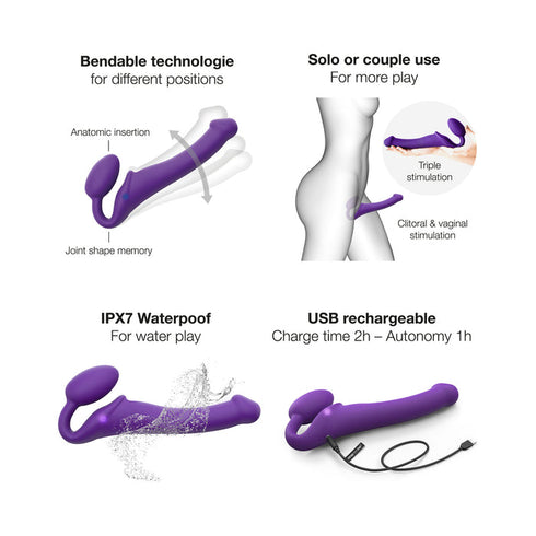 Strap-On-Me Rechargeable Remote-Controlled Vibrating Bendable Strap-On