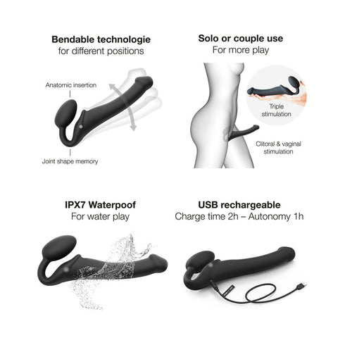 Strap-On-Me Rechargeable Remote-Controlled Vibrating Bendable Strap-On