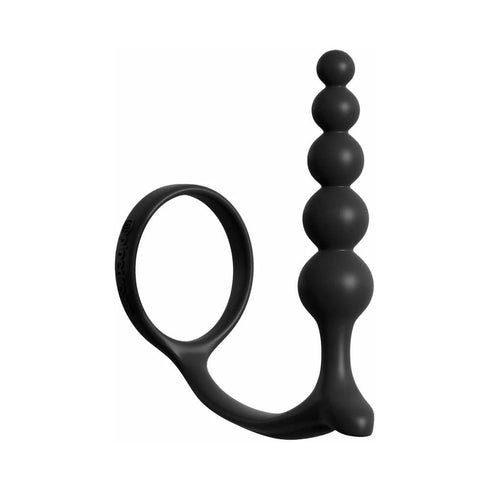 Cock Ring with Anal Beads - Vibrating Penis Ring Butt Plug Combo for Men