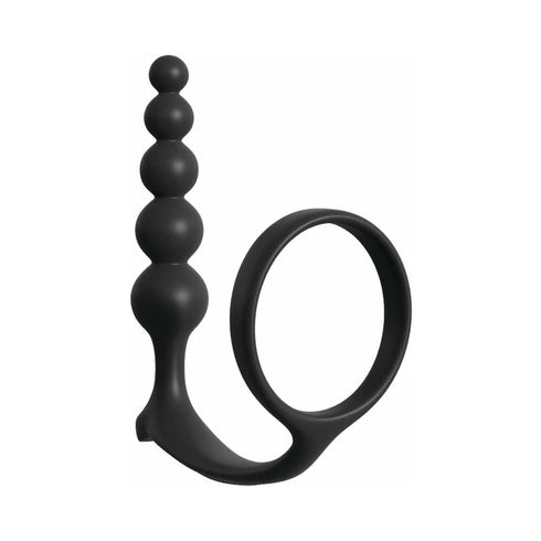 Cock Ring with Anal Beads - Vibrating Penis Ring Butt Plug Combo for Men