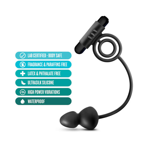 Prostate Massager with Cock Ring - Vibrating Butt Plug Penis Ring Combo | Couples Toy