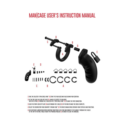 Shots ManCage Model 21 Adjustable 4.5 in. Silicone Chastity Cock Cage Black