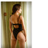 Fantasy Lingerie Tease Stevie Floral Embroidered Mesh Bodysuit Black