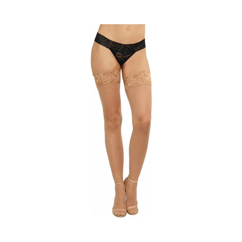 Dreamgirl Sheer Thigh-High Stockings with Silicone Lace Top