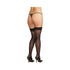 Dreamgirl Plus-Size Sheer Thigh-High Stockings With Plain Top and Back Seam Black Queen