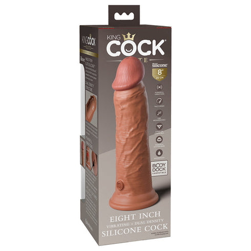 King Cock Elite 8 in. Vibrating Realistic Dildo With Suction Cup Beige