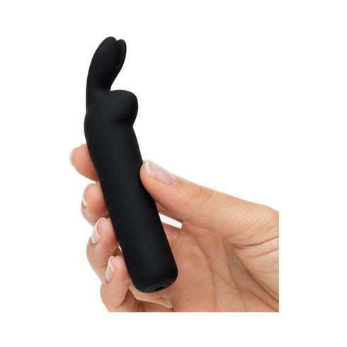 Happy Rabbit Rechargeable Silicone Bullet Vibrator With Ears Black (view 5)