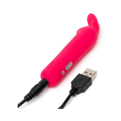 Happy Rabbit Rechargeable Silicone Bullet Vibrator With Ears Pink (view 4)