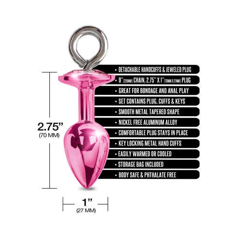 Nixie Metal Butt Plug & Furry Handcuff Set Medium Metallic