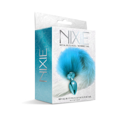 Nixie Metal Butt Plug With Ombre Tail Blue Metallic (view 2)
