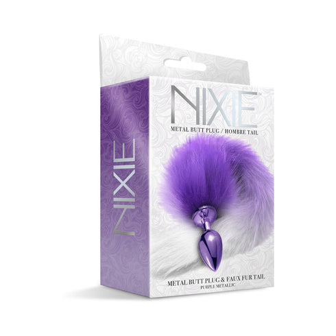 Nixie Metal Butt Plug With Ombre Tail Purple Metallic (view 2)