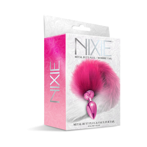 Nixie Metal Butt Plug With Ombre Tail Pink Metallic (view 2)