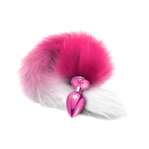 Nixie Metal Butt Plug With Ombre Tail Pink Metallic (view 3)