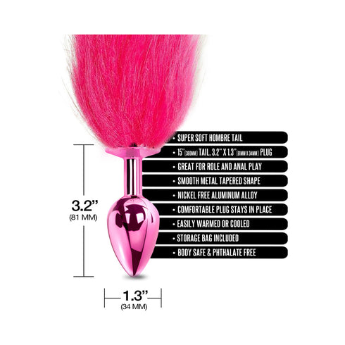Nixie Metal Butt Plug With Ombre Tail Pink Metallic (view 4)