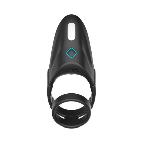 Forto F-48 Rechargeable Silicone Perineum Vibrating Double Cockring Black