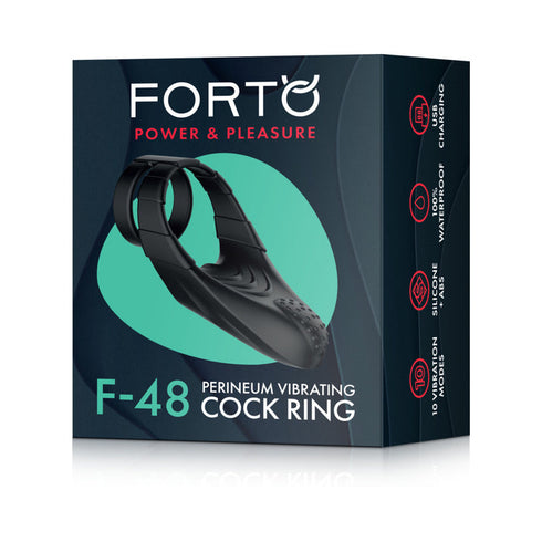 Forto F-48 Rechargeable Silicone Perineum Vibrating Double Cockring Black
