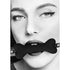 Ouch! Black & White Silicone Bone Gag With Adjustable Bonded Leather Straps Black (view 4)