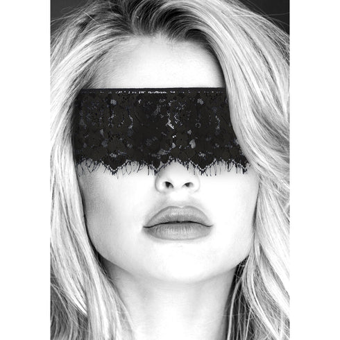 Ouch! Black & White Lace Mask With Elastic Straps Blindfold Black (view 4)