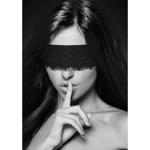 Ouch! Black & White Lace Mask With Elastic Straps Blindfold Black (view 6)
