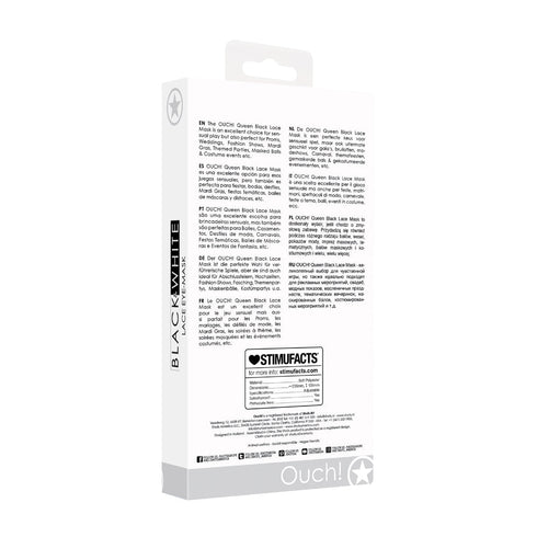 Ouch! Black & White Queen Lace Eye Mask Black (view 6)