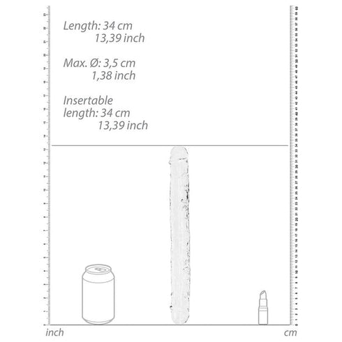 RealRock Crystal Clear Double Dong 13 in. Dual-Ended Dildo Clear