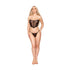 Dreamgirl Stretch Mesh Bustier with Removable Feather Trim and G-String Set Black