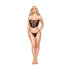 Dreamgirl Stretch Mesh Bustier with Removable Feather Trim and G-String Set Black XL (view 3)