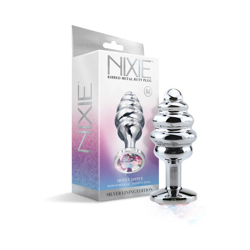 Nixie Ribbed Metal Butt Plug Honey Dipper