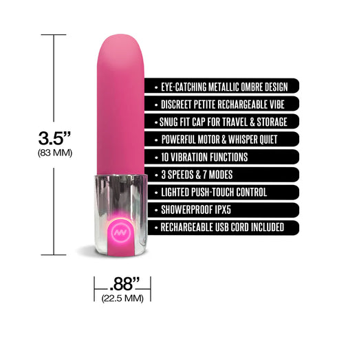 Nixie Smooch Rechargeable Lipstick Bullet Vibrator Ombre