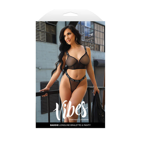 Fantasy Lingerie Vibes Baddie Longline Mesh Bralette & Panty