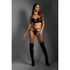 Fantasy Lingerie Edge Quilted Wetlook/Mesh Longline Underwire Bra & Strappy G-String Panty L/XL (view 2)