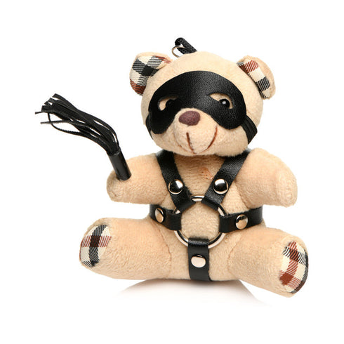 Bondage Bear Daddy Keychain with Flogger & Removable Eye Mask - Novelty Gift