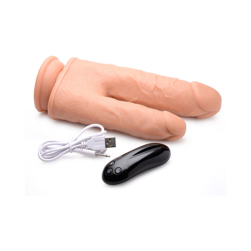 Big Shot Double Shot 8 in. Vibrating & Rotating Double Dong with Remote