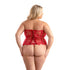 Fantasy Lingerie Eyelash Lace Corset with Busk Front, Lace-Up Back & Matching G-String Panty 2XL (view 2)