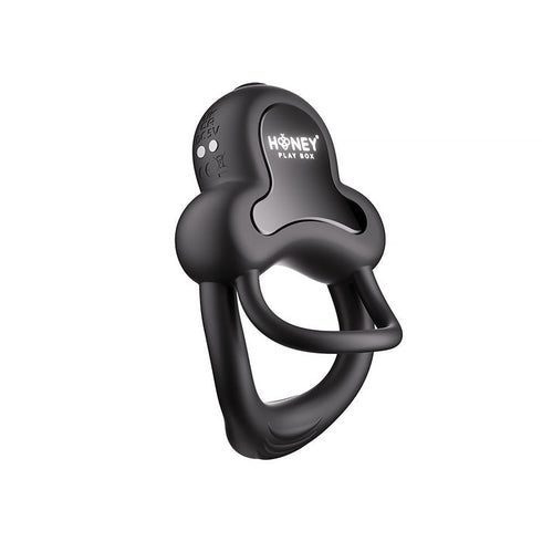 Honey Play Box Anello App-Controlled Vibrating Double Cock Ring with Clitoral Stimulator Black