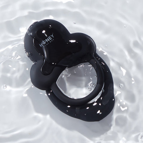 Honey Play Box Anello App-Controlled Vibrating Double Cock Ring with Clitoral Stimulator Black