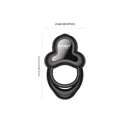 Honey Play Box Anello App-Controlled Vibrating Double Cock Ring with Clitoral Stimulator Black