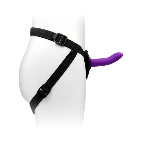 Together Duo Silicone 2-Piece 5.5 in. & 8 in. Dildo and Harness Set Purple