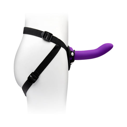 Together Duo Silicone 2-Piece 5.5 in. & 8 in. Dildo and Harness Set Purple