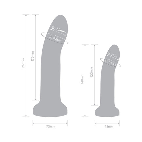 Together Duo Silicone 2-Piece 5.5 in. & 8 in. Dildo and Harness Set Purple