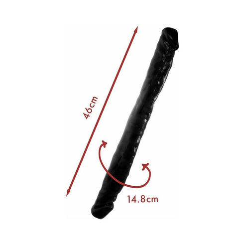 Me You Us Eighteen Double Dong 18 in. Double Ended Dildo Black