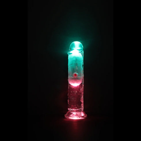 RealRock Wireless Rechargeable Remote Control LED Vibrating 6 in. Dildo Clear
