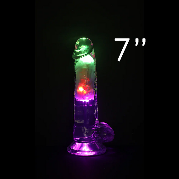 RealRock Wireless Rechargeable Remote Control LED Vibrating 7 in. Dildo Clear