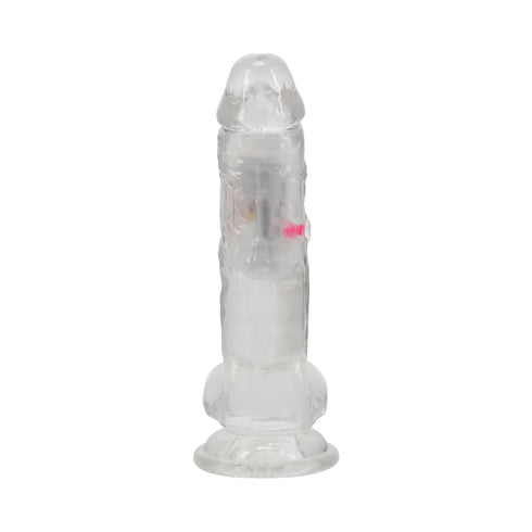 RealRock Wireless Rechargeable Remote Control LED Vibrating 7 in. Dildo Clear
